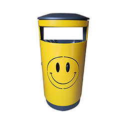 Corbeille en acier galvanisé avec support sac métallique - SMILE - Découpe laser, finition peinture résistante et options disponibles_0