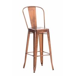 Décoshop26 - Tabouret de bar x1 avec repose-pied et dossier design industriel en métal couleur cuivre empilable 10_0004528 - 3000252157955_0