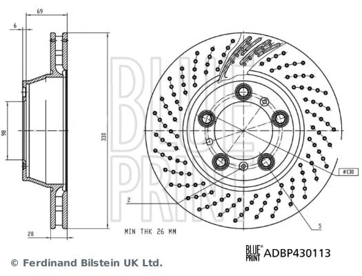 Disque de frein Blue Print ADBP430113 - Arrière - Poinçonné/ventilé_0