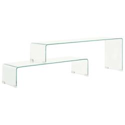 Helloshop26 - Ensemble de table basse lot de 2 90 x 30 x 20/110 x 30 x 40cm Verre trempé Transparent 02_0042114 - 3000213654073_0