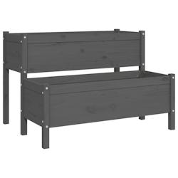 Helloshop26 - Jardinière bac lit surélevé plantes fleurs terrasse jardin 110 x 84 x 75 cm bois massif de pin gris 02_0037390 - 3000217770762_0