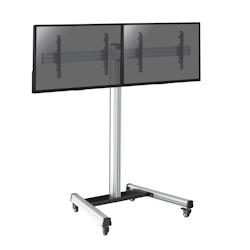 KIMEX Support sur roulettes pour 2 écrans TV 43'' - 49'' - Hauteur 175cm - gris 3700685417205_0