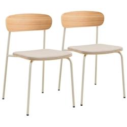 Oviala Business Lot de 2 chaises empilables en bois beige - beige Bois massif 111730_0