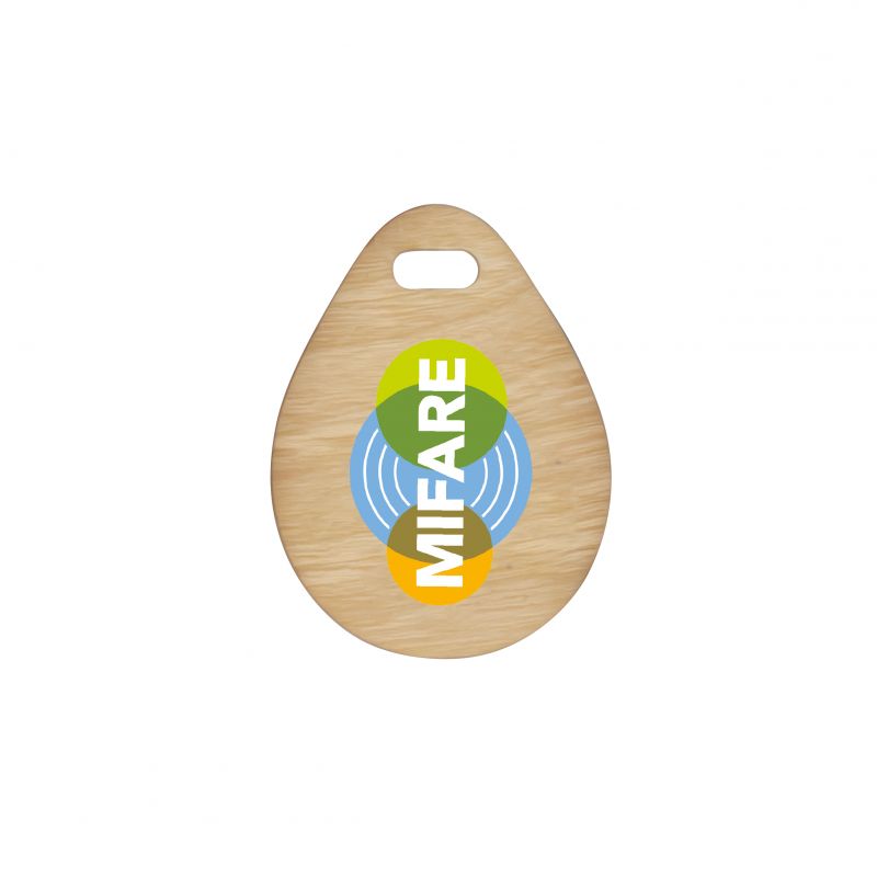 Porte-clé RFID Mifare en bambou éco-responsable - Fréquence 13,56 MHz - Capacité 1k ou 2k - Gestion d'accès et ouverture de parkings_0