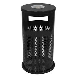 Poubelle publique extérieure noire 30L avec cendrier intégré - Acier renforcé - Oviala Business - Réf. 103899_0