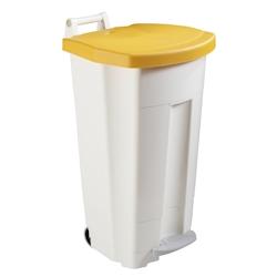 Poubelle De Tri Mobile A Pedale 90L Boogy Blanc/Jaune - 56701 - Rossignol - 56701_0