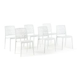 RATTATAN Set 6 Chaises Empilables en Polypropylène avec fibre de verre pour Jardin ou intérieur, hydrofuges et résistantes, design moderne - ALINA_0