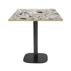 Restootab - Table 70x70cm - modèle Round terrazzo cepp chants laiton - gris fonte 3760371511358_0