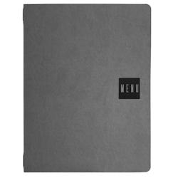 Set 12 porte-menu A4 Stil Casa, polyuréthane, 24,3x31,6 cm, 3 enveloppes plastiques, élastique, gris. - PM2C-GRD-MN-SN_0