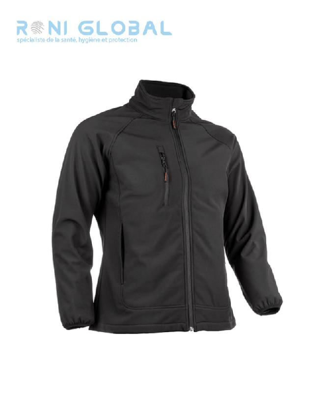 Veste de travail homme noire - Softshell en polyester et élasthanne avec membrane TPU et micro-polaire - 3 poches - SHIKIMI COVERGUARD_0