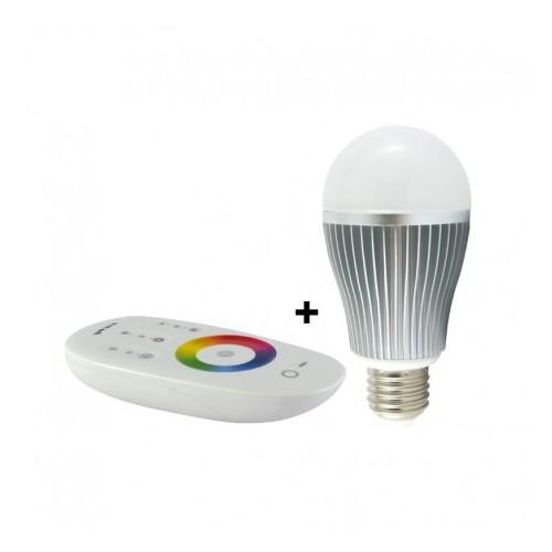 Ampoule LED 9 Watt - Bulb E27 RGB avec télécommande RF 20m_0