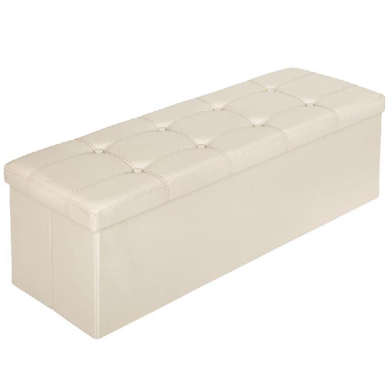 BANC COFFRE DE RANGEMENT PLIABLE ASPECT CUIR BEIGE 2208143_0