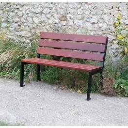 Banc public Silaos en bois certifié PEFC - sans accoudoir - 1200 ou 1800 mm - coloris Acajou ou Chêne clair_0