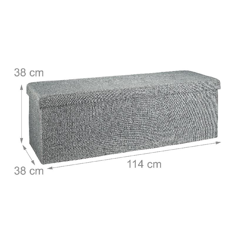 BANQUETTE BANC POUR COFFRE DE RANGEMENT EN LIN AVEC COUVERCLE GRIS 114 CM 3013010_0