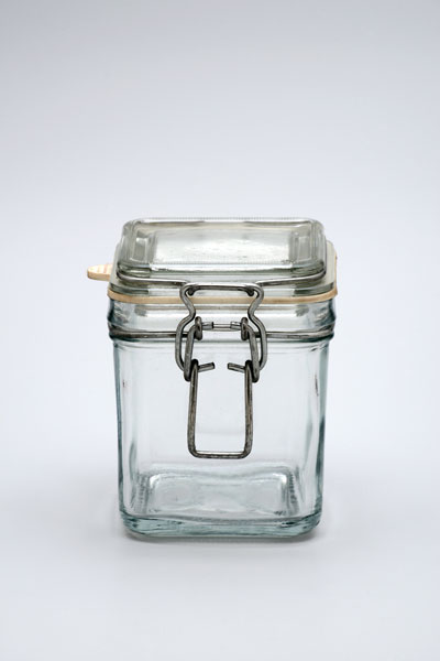 Bocal en verre - forme carrée - capacité 200 g_0