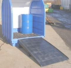Box de stockage sur rétention pour fûts de 200L - Fermeture sécurisée par volet roulant_0