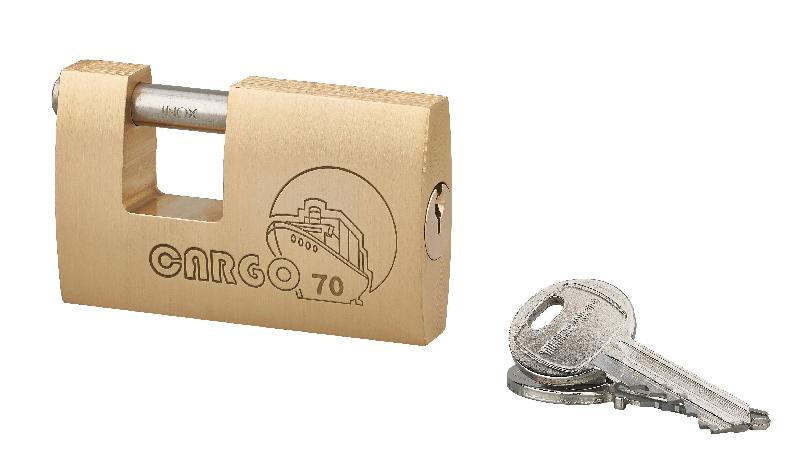 Cadenas à clé Cargo 70 mm HG5 - Corps laiton monobloc, anse inoxydable, mécanisme à goupilles - Marque THIRARD_0