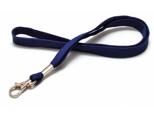 Cordon textile uni pour badge avec crochet métal, disponible en plusieurs coloris - Largeur 12 mm_0