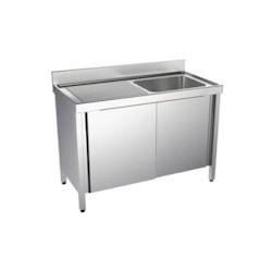 Distform Plonge inox 1 bac et égouttoir sur placard P 550 mm-bac à droite longueur 1200 mm - QBPI5512_0
