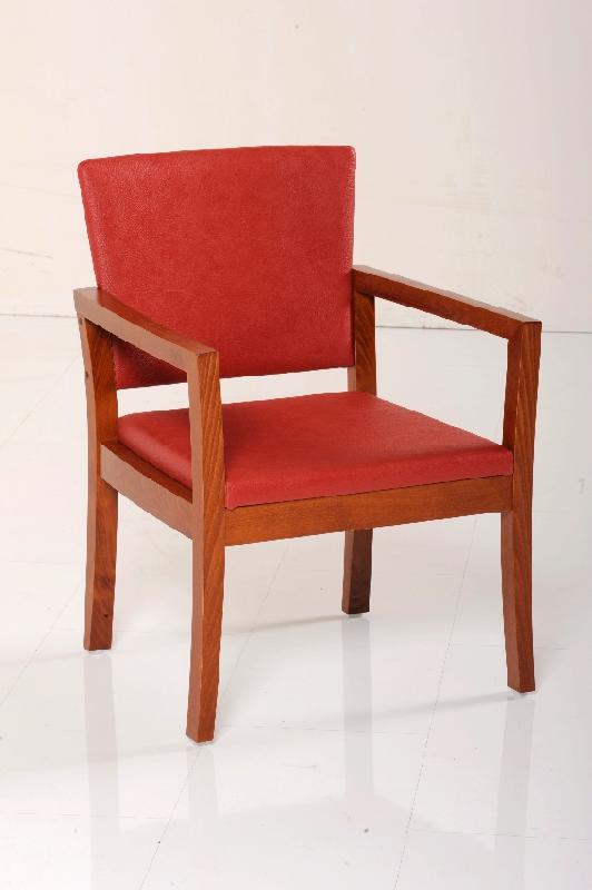 FAUTEUIL LIGNE JADE PIÈTEMENT MERISIER TISSU CERISE_0