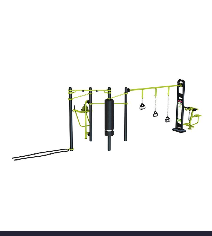 Portique combo avec TRX, chaise romaine, battle rope et sac de frappe -Gamme stations COMBO_0