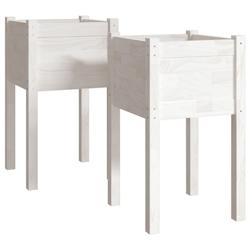 Helloshop26 - Jardinière bac lit surélevé plantes fleurs jardin terrasses d'extérieur lot de 2 40 x 40 x 70 cm bois de pin blanc 02_0038898 - 3000_0