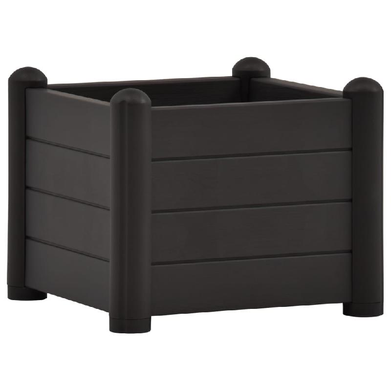 Jardinière lit surélevé en polypropylène - 43 x 43 x 35 cm - Anthracite - Résistante UV, intempéries et gel_0