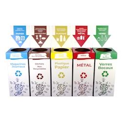 Kit de 5 Conteneurs Tri Selectif - Carton Ondulé - 100L - 3760394092827_0