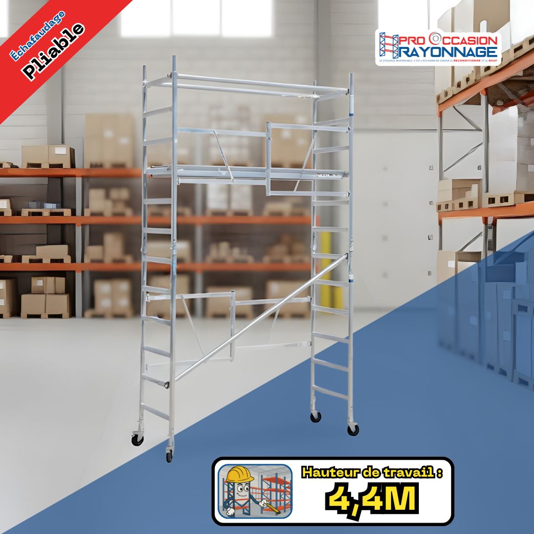 Kit échafaudage pliable – Neuf Hauteur de travail : 4,40 mètres (Modèle SANS stabilisateurs)_0