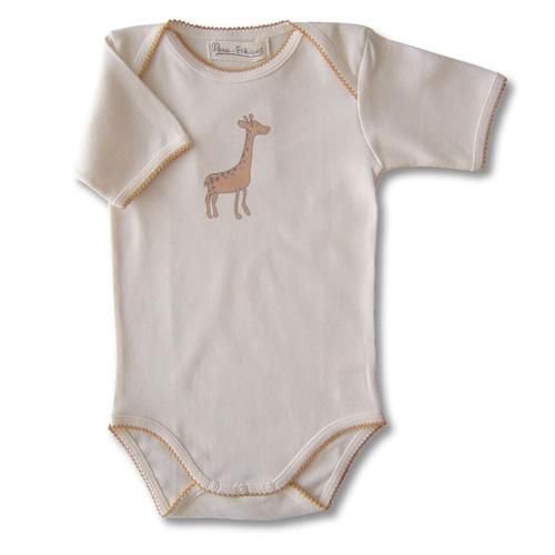 PEAU ETHIQUE - BODY ÉCRU MANCHES COURTES MOTIF GIRAFE 2 ANS