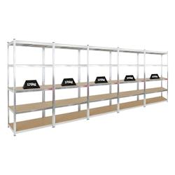 PROREGAL Mega Deal 5x étagère robuste GIANT RAGNAR | HxLxP 200x100x50cm | Charge du compartiment 175kg | Galvanisé | Étagère de garage - argenté_0