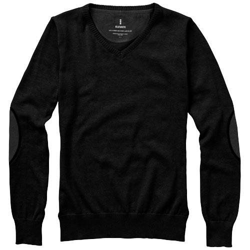 Pullover col V Spruce femme - coudières contrastées - maille plate 60% coton 40% polyester_0