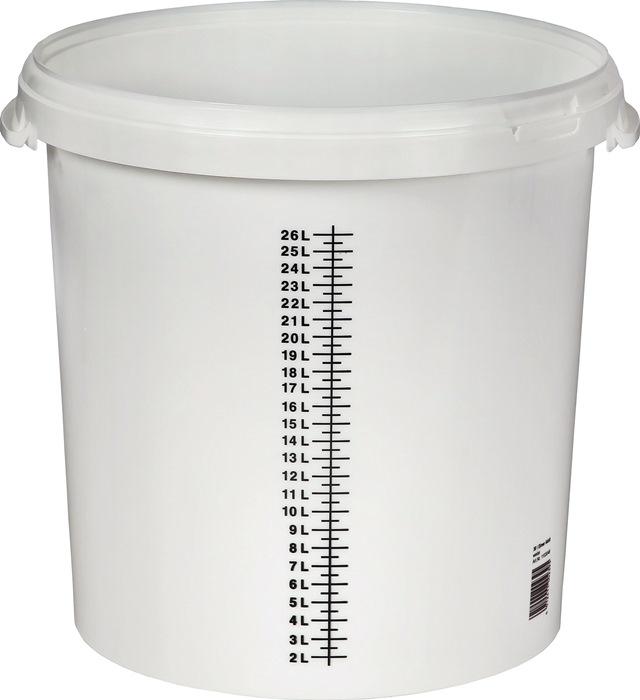 Seau de mélange 30L blanc en polypropylène recyclable avec échelle en litres - sans anse_0