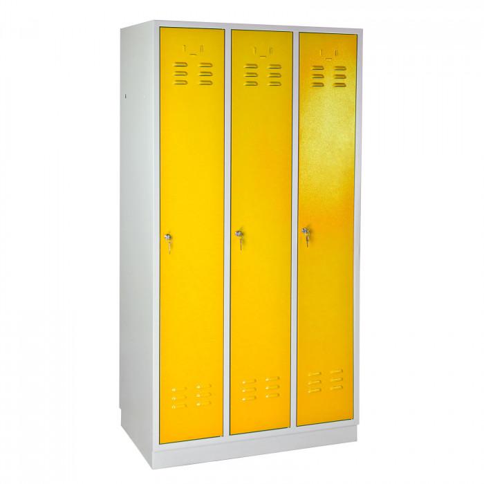 Armoire vestiaire 3 portes jaune - 890 x 500 x 1775 mm_0