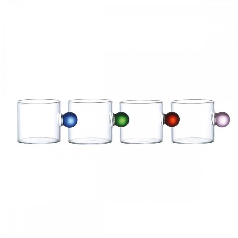 Aulica Mugs en verre avec poignée boule colorée 350ml - lot de 4 - transparent 217801_0