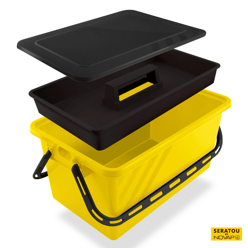 Boite de rangement 24 L Jaune - couvercle noir - SERATOU - 5910160_0