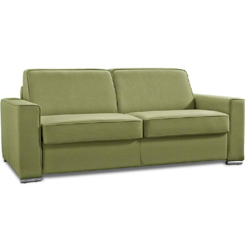 CANAPÉ CONVERTIBLE 3-4 PLACES EXCELLENCE 160 CM SOMMIER LATTES MATELAS MEMORY 18 CM INCLUS TWEED VERT_0