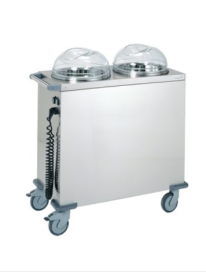 Chariot chauffant isotherme à niveau constant - 2 piles de 120 assiettes - Fabriqué en France par Tournus_0