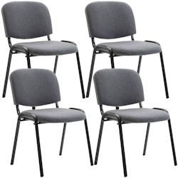 Décoshop26 - Lot de 4 chaises visiteur empilable zone d'attente en tissu gris piètement à 4 pieds en métal noir 10_0003192 - gris 3000251448641_0