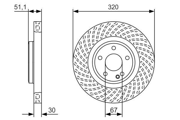 Disque de frein Bosch 0986479A59 - ventilé - côté avant_0