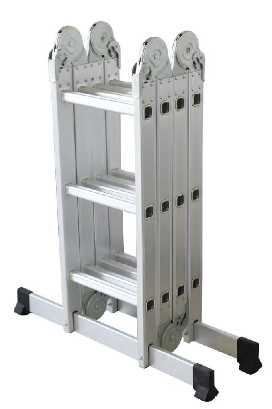 Échelle transformable articulée avec plate-forme en acier - 4x3 barreaux_0
