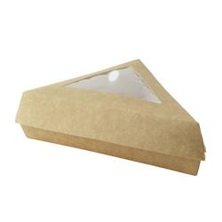 ECOLOMIQUE - 50 Pcs - Boîte pâtissière triangulaire - Carton brun, 15,5 x 13 x 4,5 cm, avec fenêtre - ECO209PATTRIBR - transparent en carton ECO20_0