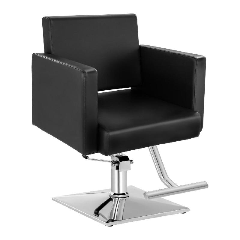 FAUTEUIL DE BARBIER AVEC REPOSE-PIEDS ACIER SYNTHÉTIQUE ROTATIF À 360 DEGRÉS NOIR 14_0001629_0