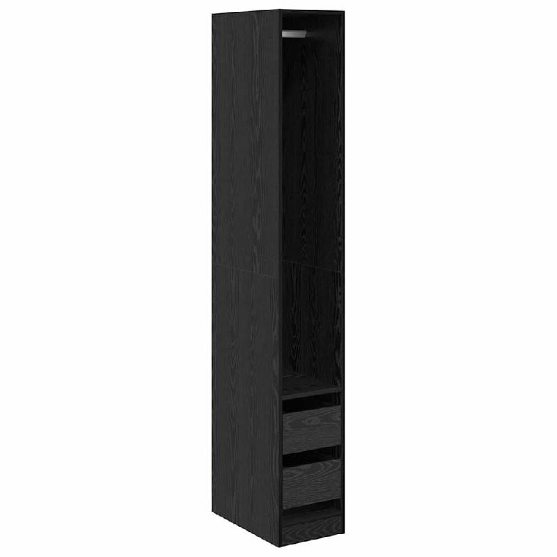 Helloshop26 - Armoire de rangement minimaliste 50 x 30 x 202 cm avec 2 tiroirs en bois d'ingénierie chêne noir 02_0056113 - noir Bois manufacturé 3_0