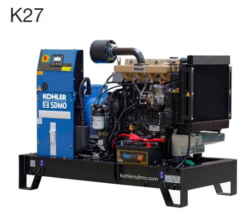 K27 Groupe électrogène industriel SDMO - 400/230 V - Moteur KOHLER KDI2504M - Régulation mécanique - Coffret APM303_0