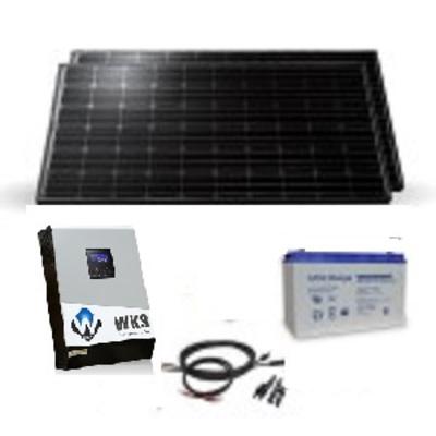 Kit solaire site isolé 400W - 2.4kW - Onduleur Hybride WKS 12V 1kVA - Panneaux monocristallins 100W_0