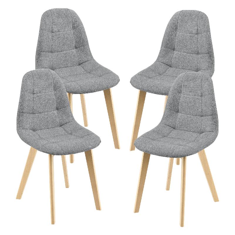 Lot de 4 chaises de salle à manger - 86 x 53 x 47 cm - Gris clair - Design moderne avec pieds en hêtre - Réf. 03_0006770_0