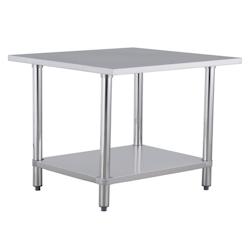METRO Professional Table de travail GWT4107, acier inoxydable, 100 x 70 x 88 cm, avec fond, pieds réglables anti-corrosion, argenté - stainless stee_0