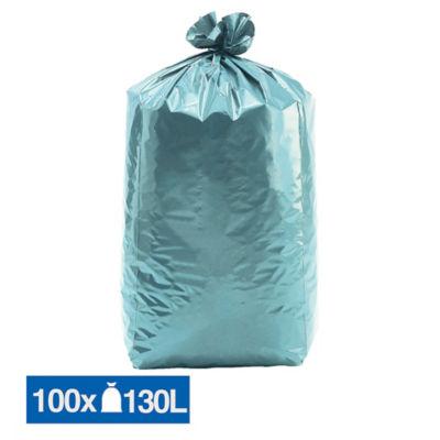 Sacs poubelle déchets lourds bleu-vert 130 L, lot de 100_0