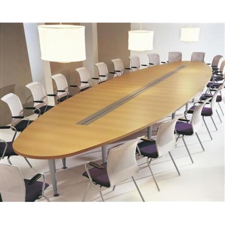 Table de réunion couleur bois - Référence CB02 - Fabricant MACE - Dessus elliptique - Profil sampan et jonque_0